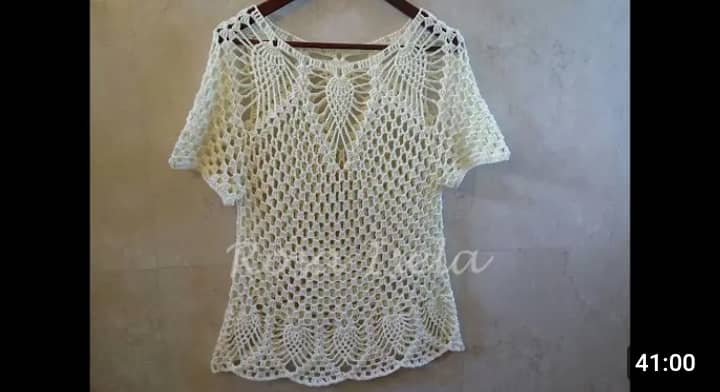 Como tejer blusa con patron de piñas a crochet - Tejidos Paso a Paso